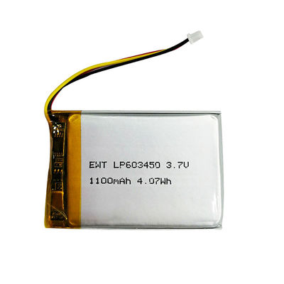Batería de polímero de litio negro recargable 3.7v 1100mah Lipo Batería Pack