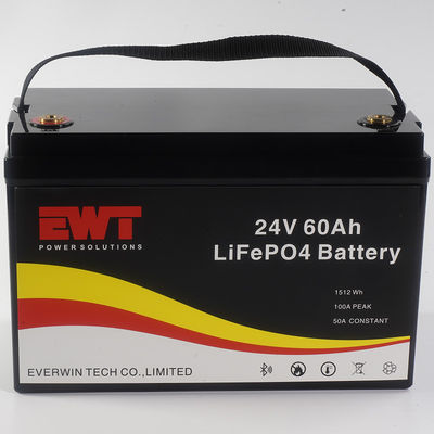 EWT LiFepo4 Batería de 24V 60AH con capacidad de monitoreo de pantalla LCD grande