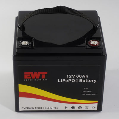 Logotipo personalizado 12V 60AH LiFePo4 Batería Caja de almacenamiento de caja de metal para luz LED 4000 ciclos de trabajo
