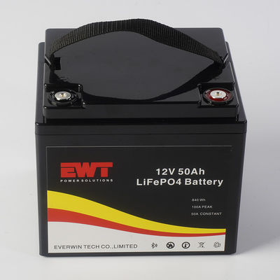 Paquete de baterías LiFePO4 de 12V 50AH para el Sistema Solar Negro o Blanco Color de la caja ABS