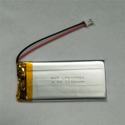 Batería de polímero de litio de plata LP503759 3.7V 1100mAh con PCM