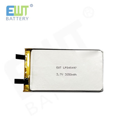 Batería de polímero de litio LP545497 3.7V 3050mAh con características de protección contra sobrecarga y seguridad de PCB