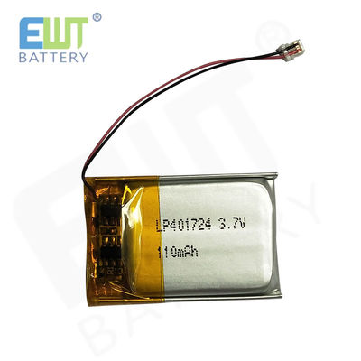 Batería de polímero de iones de litio de plata LP401724 3.7V 110mAh para un rendimiento confiable y superior