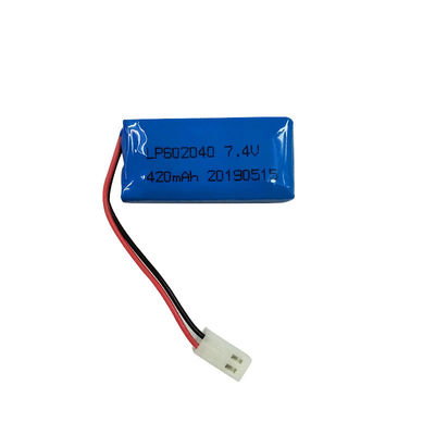 LP602040 7.4V 420MAH Batería de polímero de litio con corriente de carga de 0.2C y PCM incluido