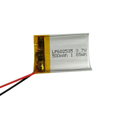 LP602535 3.7V 500mAh Batería de polímero de litio con certificación IEC62133 y corriente de descarga 1C