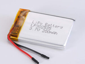 LP302535 3,7V 200MAH Tipo de LiPo de alta velocidad con 3,7V Temperatura de descarga de voltaje de -20°C a 60°C