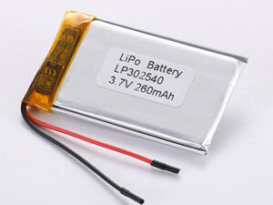 LP302540 3.7V 260MAH Batería de polimeros de litio de alta velocidad Impacto ambiental Contiene materiales tóxicos 12 meses de garantía