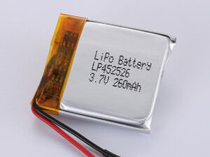 3.7V LP452526 260MAH Batería de polímero de iones de litio de larga duración Densidad de energía 150-200 Wh/kg Temperatura de descarga -20°C a 60°C