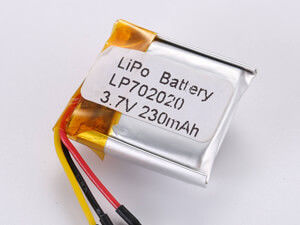 LP702020 3.7V 230MAH Batería de polímero de litio con tipo de almacenamiento Pcm -10C -65C