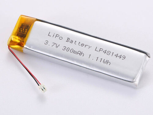 LP481449 3.7V 300MAH JST Conector de descarga LiPo de alta capacidad para aplicaciones profesionales -20 a 45 grados Celsius