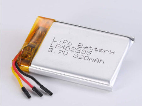 LP402535 3.7V 320MAH Batería de iones de litio con 2 horas de tiempo de carga y papel plateado y PVC transparente
