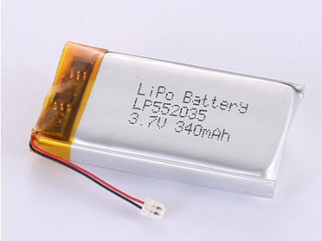 Batería de li-polímero de baja temperatura LP552035 3.7V 340MAH con papel plateado y PVC transparente Garantia de 12 meses un año