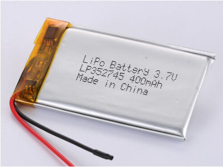 UN38.3 Certificado LP352745 3.7V 400MAH Batería de polímero de litio para carga rápida de 2 horas y descarga prolongada de 4-6 horas