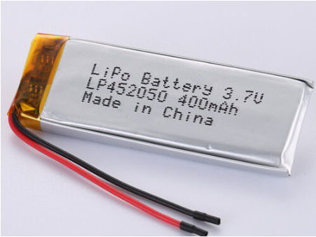 Foliu de plata y PVC transparente LP452050 3.7V 400MAH 50 mm de alambre rojo polímero de iones de litio célula recargable aceptación de muestra