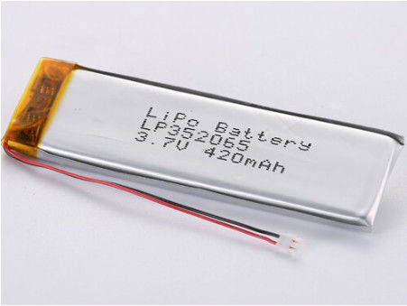LP352065 3.7V 420MAH Batería de polímero de litio con cables rojos y negros de 50 mm Certificado ROHS 12 meses de garantía