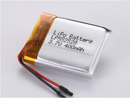 LP552528 3.7V 400MAH LiPo Pack de alta capacidad para suministro de energía de larga duración con batería Li-po a baja temperatura y papel de plata