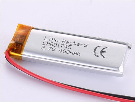 Energía de larga duración Óxidos de litio y cobalto LP601745 3.7V Batería de 400 MAH con 12 meses de garantía