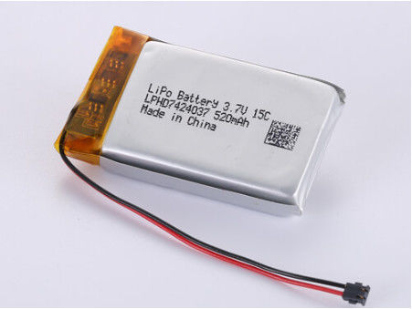 Batería de polímero de litio de plata de larga duración LPHD7424037 3.7V 520MAH con protección de PCB