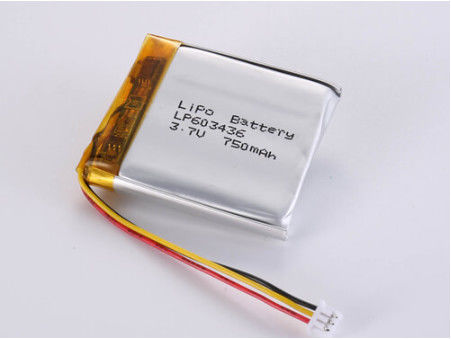 LP603436 3.7V 750 MAH Batería prismática de polímero de litio Plata Química para el rendimiento