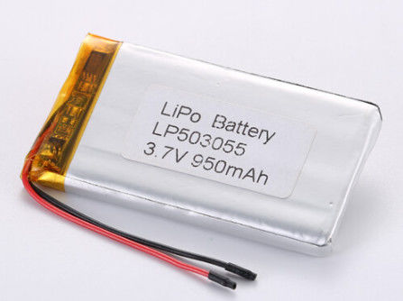 LP503055 3.7V 950MAH batería de iones de litio fabricantes Batería recargable de polímero de litio de larga duración Temperatura de descarga -20°C a 60°C
