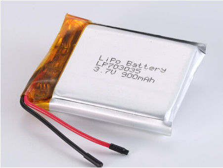 LP703035 3.7V 900MAH Batería de polímero de litio con circuito protegido y temperatura de descarga de -20°C a 60°C