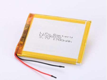 Composición química Batería de polímero de litio LP336070 3.7V 1700MAH con protección contra la sobre descarga y alta tasa de descarga