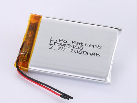 LP543450 3.7V 1000MAH Batería de iones de li Grado A para aplicaciones de botones Certificado RoHS y tasa de descarga máxima de 1C