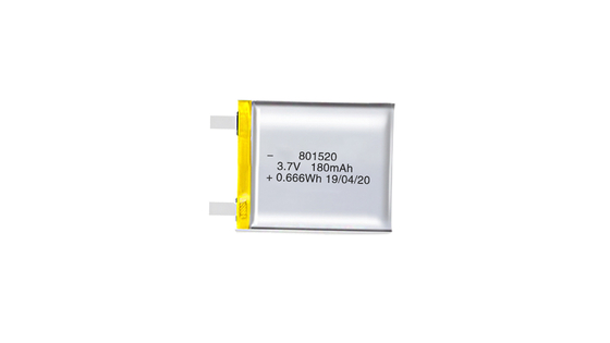 801520 3.7V 180MAH Baterías de polímero de litio con alta densidad de energía y 300 ciclos de recarga